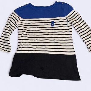 Blue and white striped Karen Scott sport top
